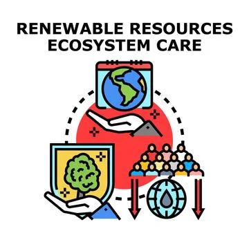 Renewable resources ecosystem care planning future sustainability Stock Illustration