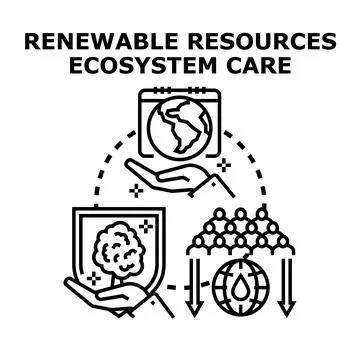 Renewable resources ecosystem care planning future sustainability Stock Illustration