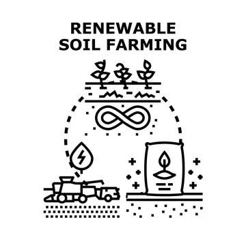Renewable soil farming process creating sustainable agriculture ecosystem Stock Illustration