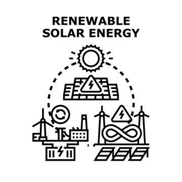 Renewable solar and wind energy production concept Illustrazione stock