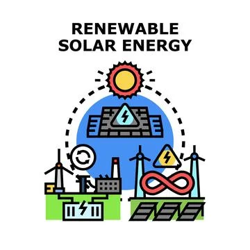 Renewable solar and wind energy production concept Stock Illustration