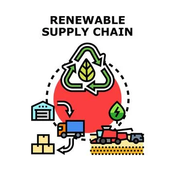 Renewable supply chain process for sustainable industry Stock Illustration