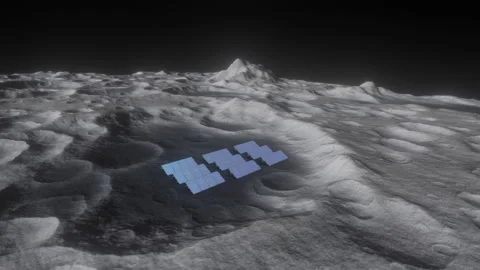 Renewable Tech on the Moon - Energy from Sunlight Stock-Footage 328832611