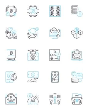Renewable training linear icons set. Solar, Wind, Hydroelectric, Geothermal Stock Illustration