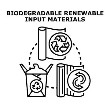 Renewable waste materials for biodegradable product manufacturing process Stock Illustration