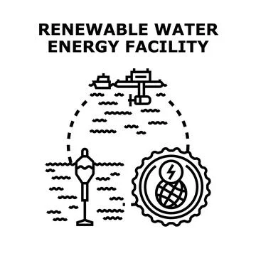 Renewable water energy facility generating clean power Stock Illustration