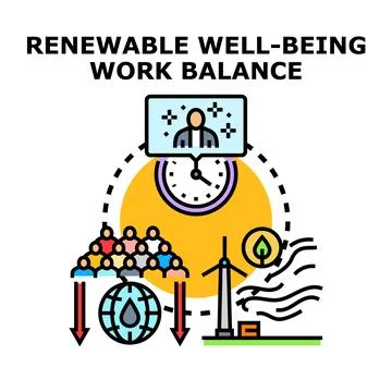 Renewable well being work balance concept illustration Stock Illustration