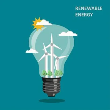 Renewable wind energy concept vector flat illustration Stock Illustration