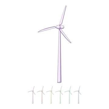 Renewable wind turbine cartoon vector graphic 스톡 일러스트