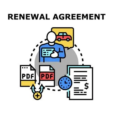Renewal agreement process for car liability insurance イラスト素材