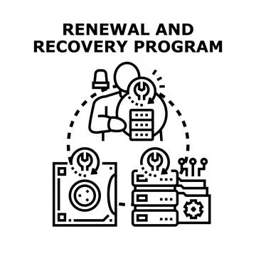 Renewal and recovery program for data and system Stock Illustration
