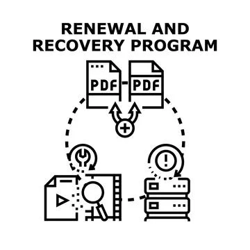 Renewal and recovery program for digital data and files Stockillustratie