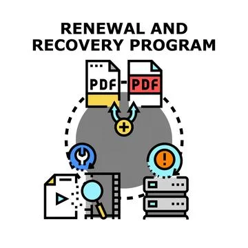 Renewal and recovery program for digital data and files Illustration