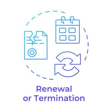 Renewal and termination blue gradient concept icon Stock Illustration