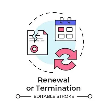 Renewal and termination multi color concept icon Stock Illustration