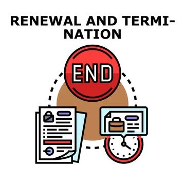 Renewal and termination process icon concept Stock Illustration