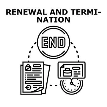 Renewal and termination process icon concept Stock Illustration