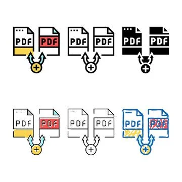 Renewal clean pdf software color icon vector Illustrazione stock