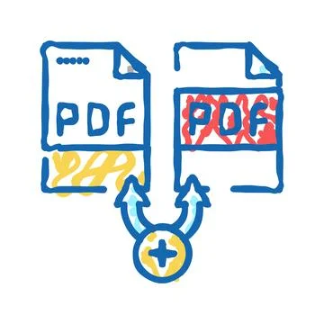 Renewal pdf software icon doodle illustration Illustrazione stock