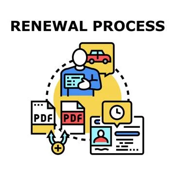 Renewal process for services and documentation update Stock Illustration