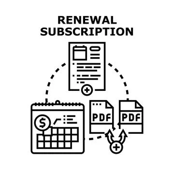 Renewal subscription service process document calendar Stock Illustration