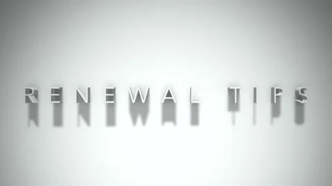Renewal tips 3D title animation white text on a white background Stock Footage 299421695