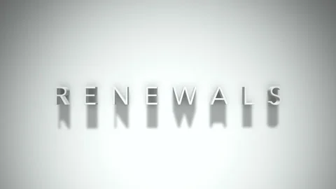 Renewals 3D title animation with shadows on a white background Stock Footage 297514395