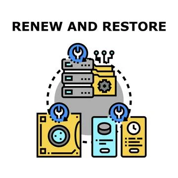 Renewing and restoring data and systems concept Stockillustratie