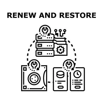 Renewing and restoring data and systems concept Stock Illustration