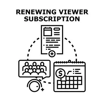 Renewing viewer subscription process flow diagram Stock Illustration