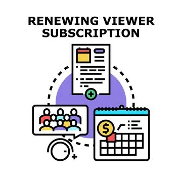 Renewing viewer subscription process flow diagram Stock Illustration