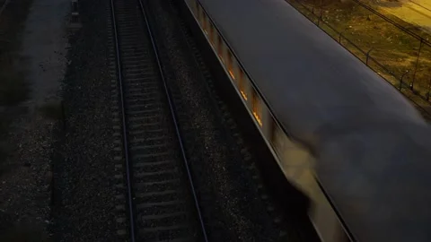 Renfe express train passing at full speed through Seville. train scenes Stock Footage 220437704