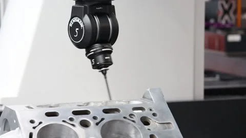 Renishaw spindle probe with long ruby tipped stylus Stock Footage 90104718