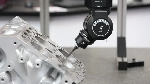 Renishaw spindle probe with long ruby tipped stylus Stock Footage 90104730