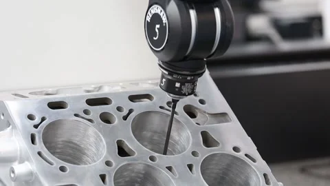 Renishaw spindle probe with long ruby tipped stylus Stock Footage 90750069