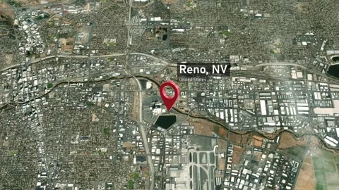 Reno City Map Zoom (CA, USA) from Space to Earth Video stock 240403249