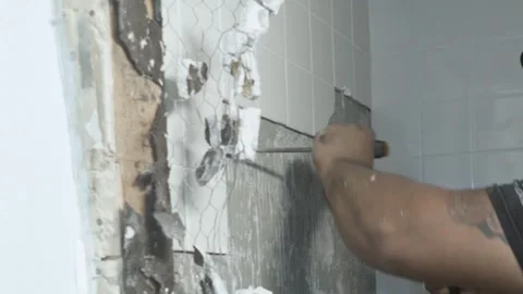 Renovating the Bath Shower Stock Footage 284408388