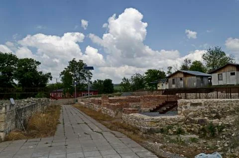 Renovation at Archaeological complex Abritus, install of solar LED lighting Stock Photos