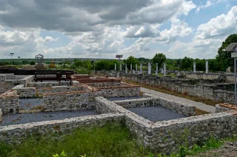 Renovation Archaeological complex Abritus,  install of solar LED lighting Stock Photos