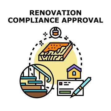 Renovation compliance approval process with construction regulations イラスト素材
