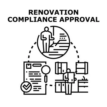 Renovation compliance approval process with documentation Illustrazione stock
