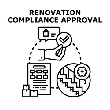 Renovation compliance approval process planning icon concept Ilustración de archivo
