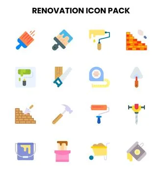 Renovation Flat Set Icons Pack Stock Illustration