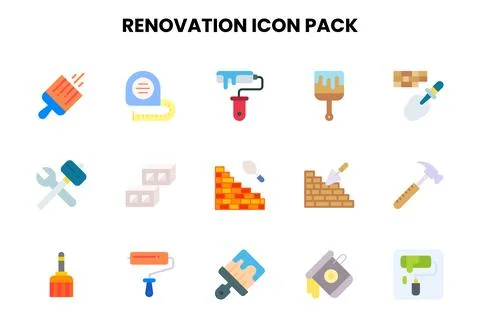 Renovation Flat UI Icons Pack Stock Illustration