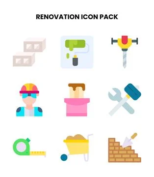 Renovation Flat UI Icons Pack Stock Illustration