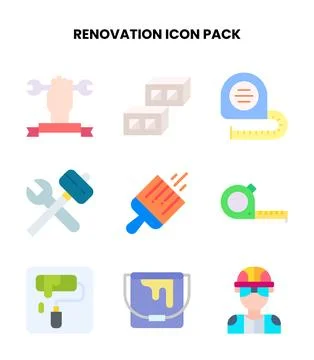 Renovation Flat UI Icons Pack Stock Illustration