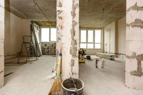 Renovation interior. 3D render Stock Photos