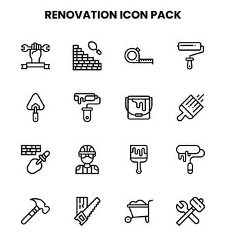 Renovation Line Bundle Icons Pack Stock Illustration