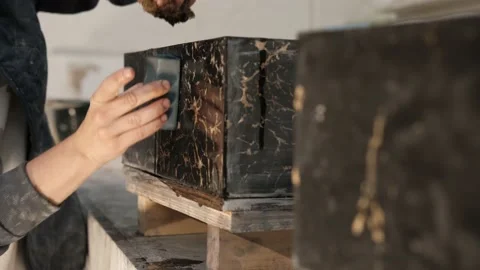 Renovation of objects made in scagliola ... | Stock Video | Pond5