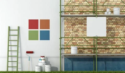 Renovation of an old facade Stock Illustration